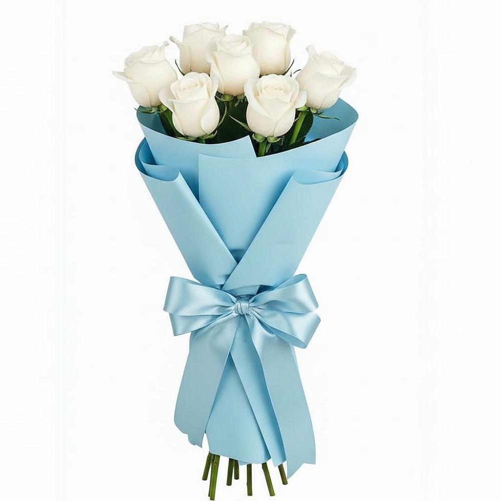 Букет 7 белых роз Проуд в Вадинске