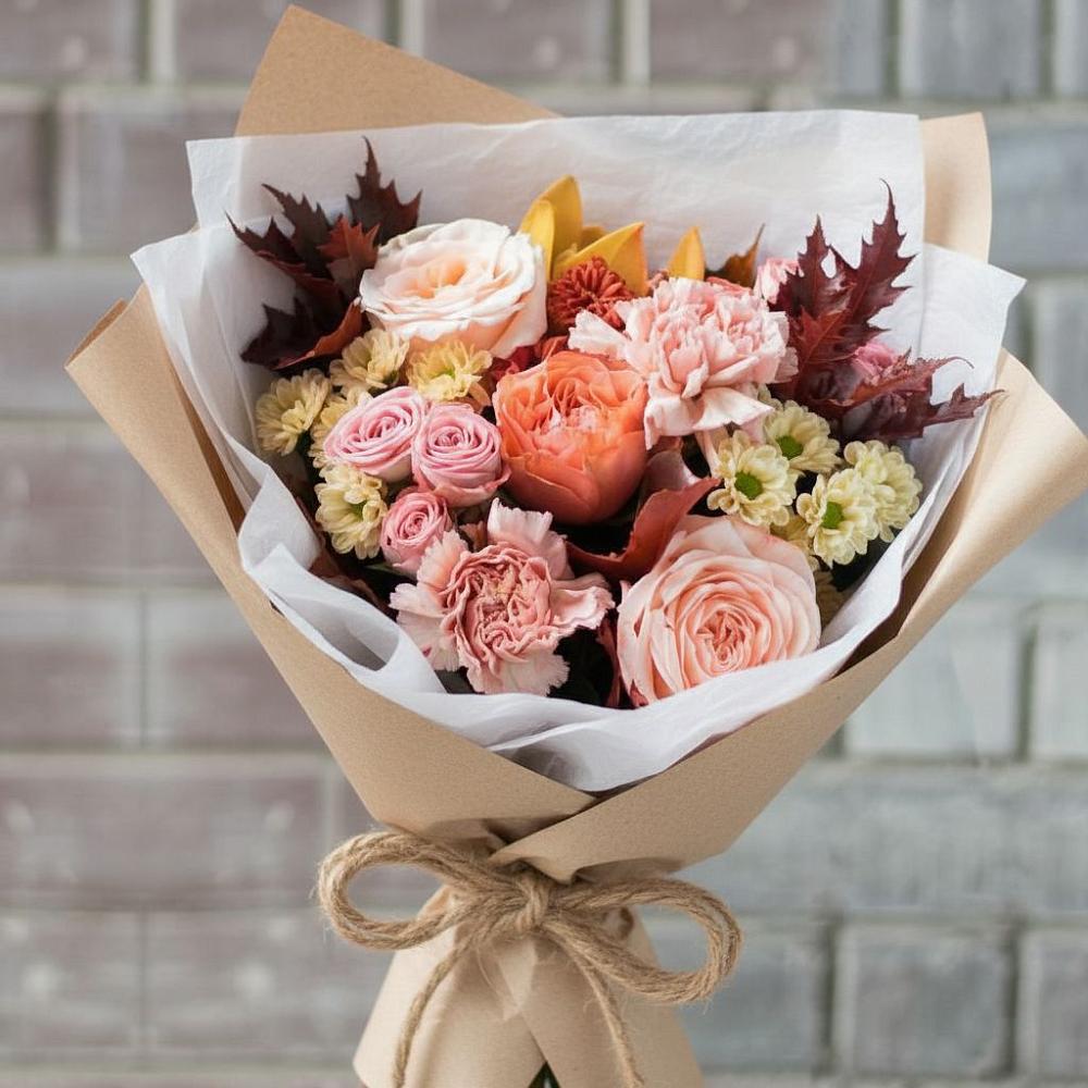 Букет цветов из: Гвоздики, Хризантемы и Розы в Вадинске