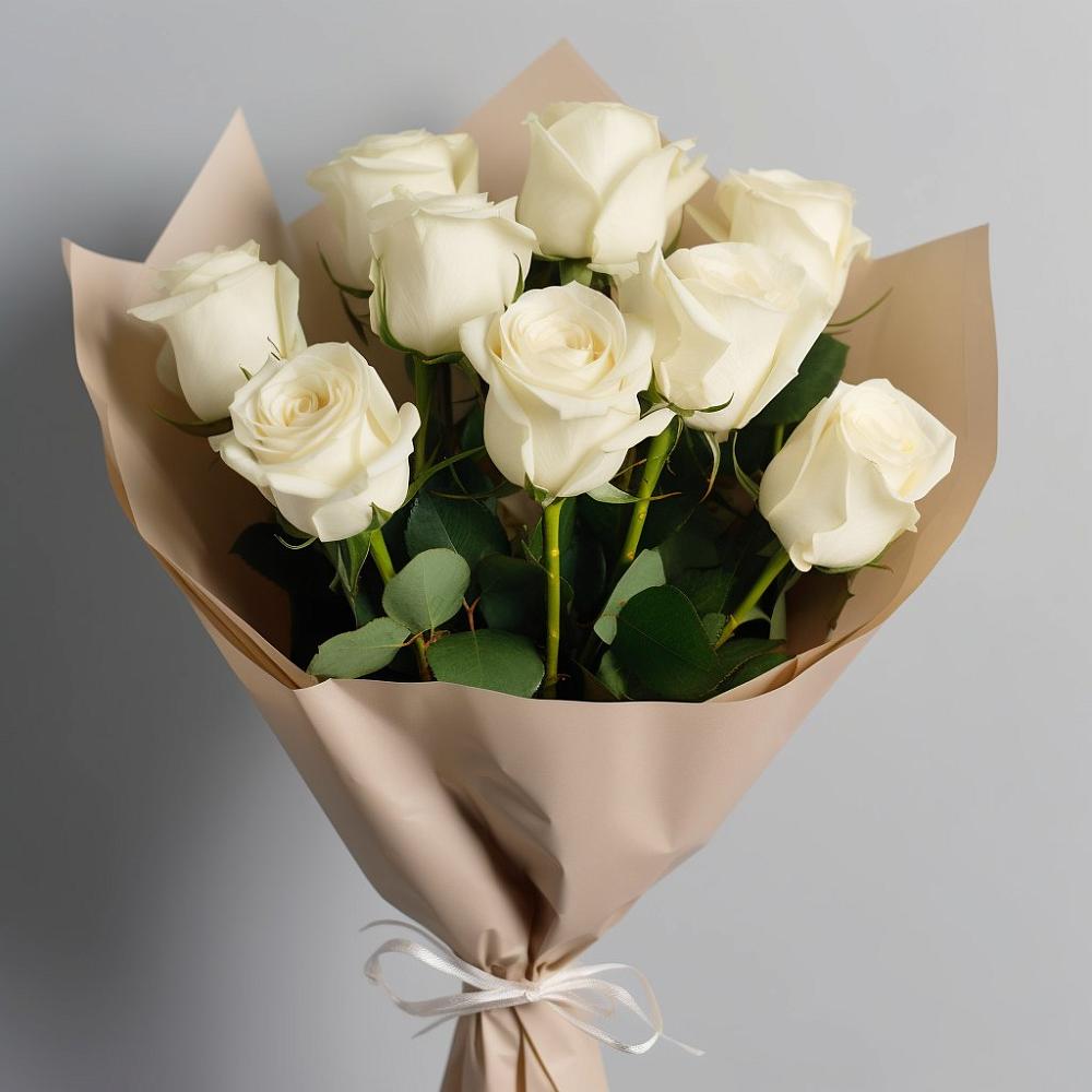 Букет 9 Белых роз Эдлесс Лав в Вадинске