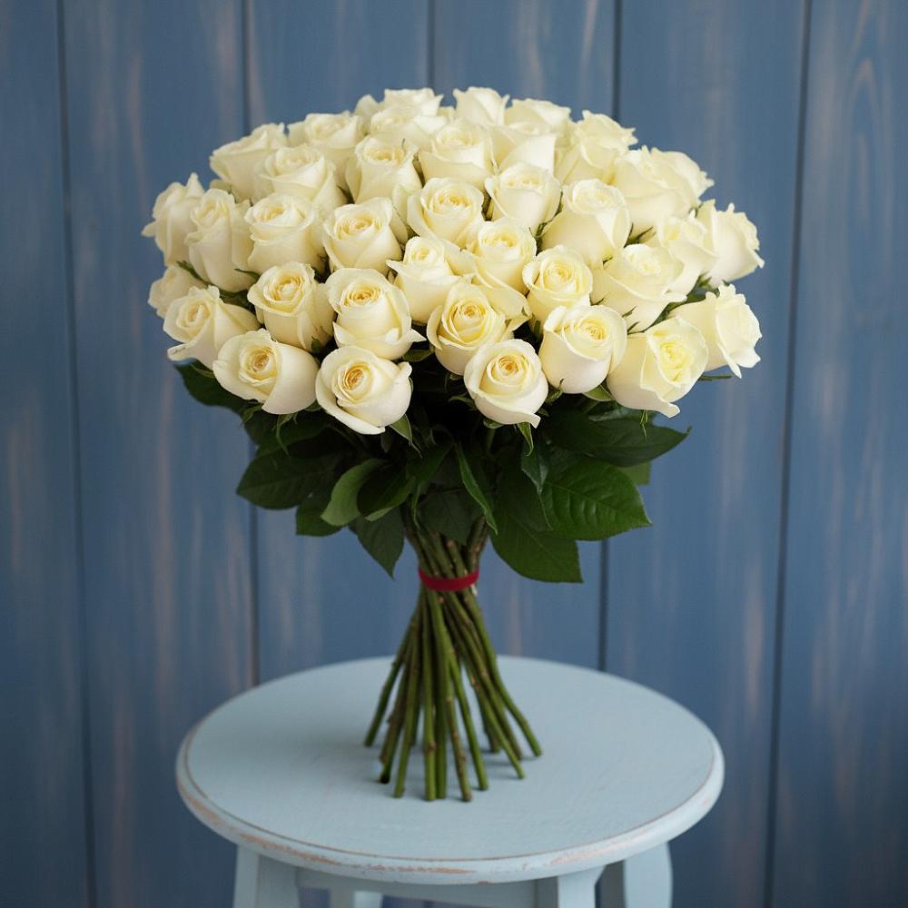 Букет 51 Белая роза Эдлесс Лав в Вадинске
