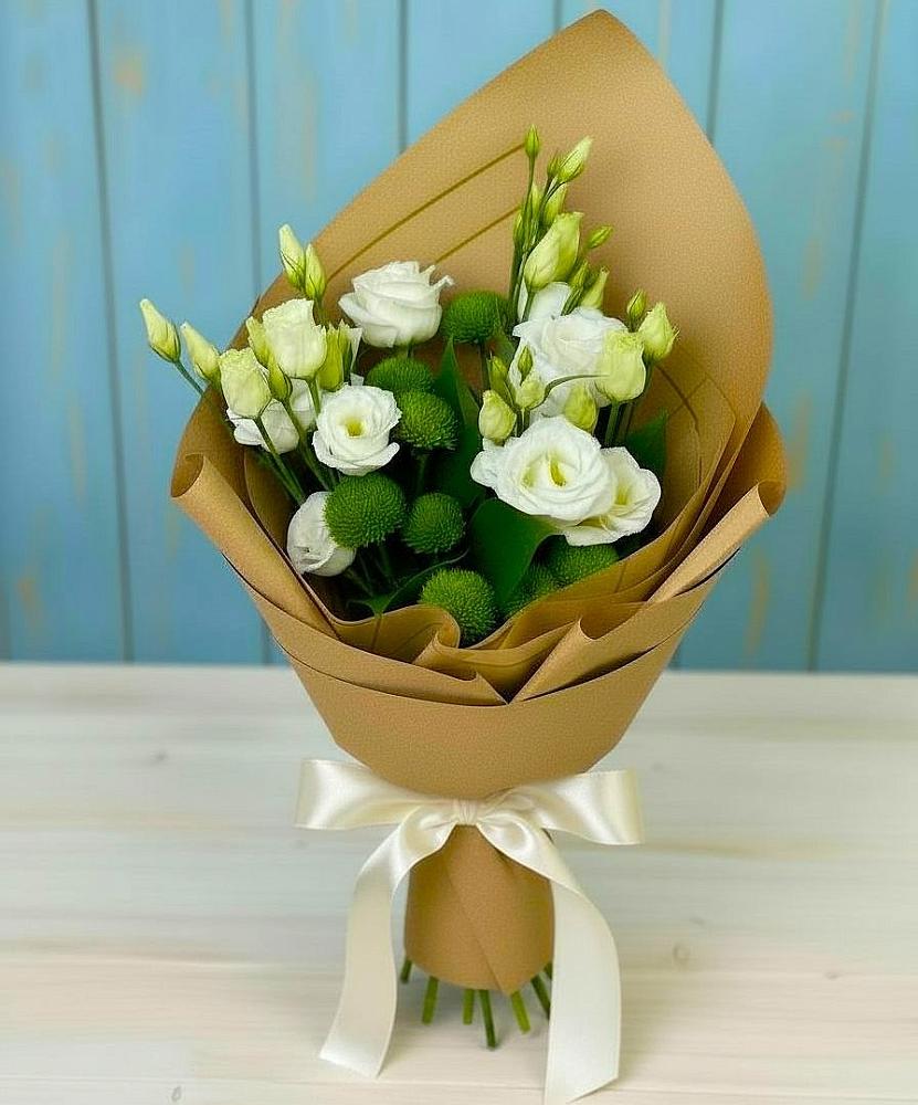 Букет цветов из: Хризантемы и Лизиантусы в Вадинске