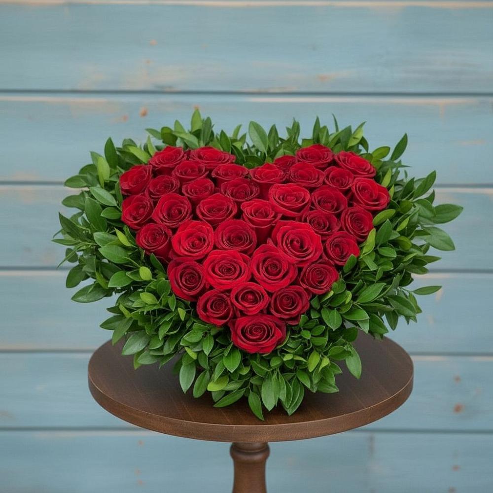 Цветочная композиция из Розы в виде сердца в Вадинске