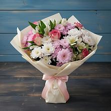 Букет цветов из:  Хризантемы, Альстромерии и Розы #REPLACE_PRED# Вадинске