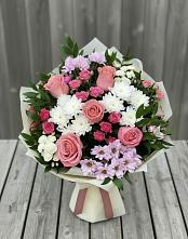 Букет цветов из:  Альстромерии, Гвоздики, Розы и Хризантемы в Вадинске