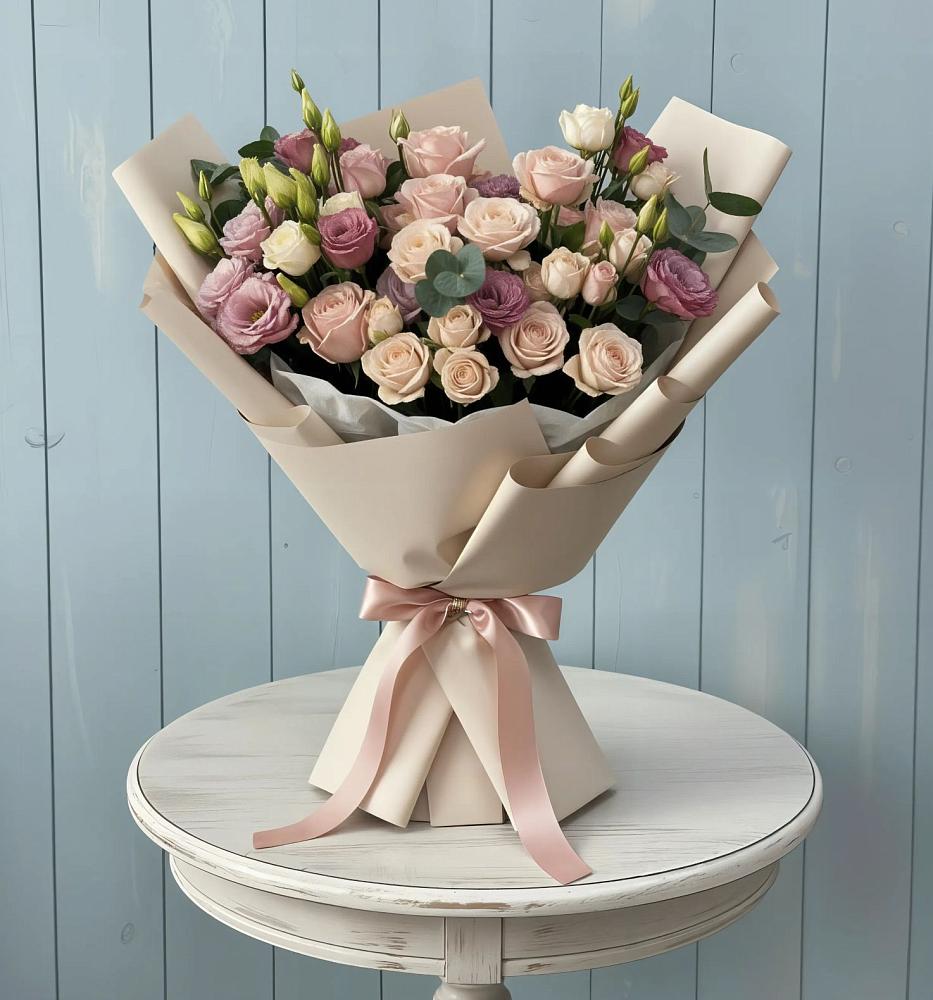 Букет цветов из: Розы и Лизиантусы в Вадинске