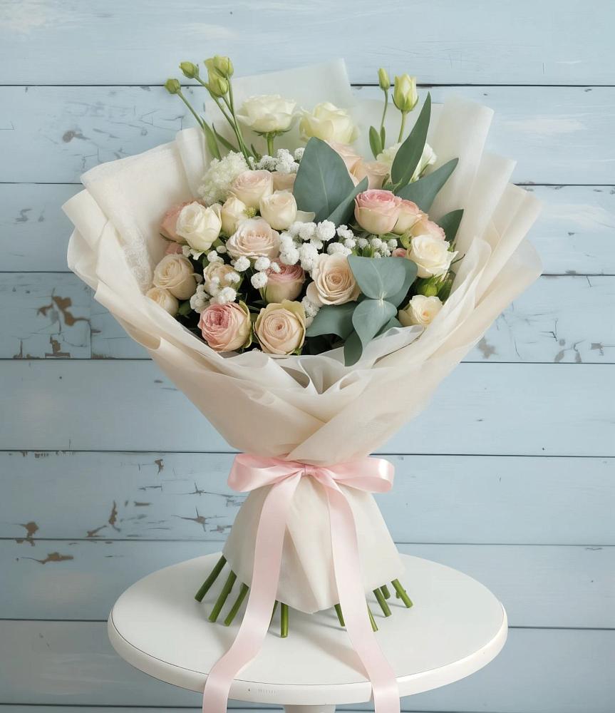 Букет цветов из: Розы и Лизиантусы в Вадинске