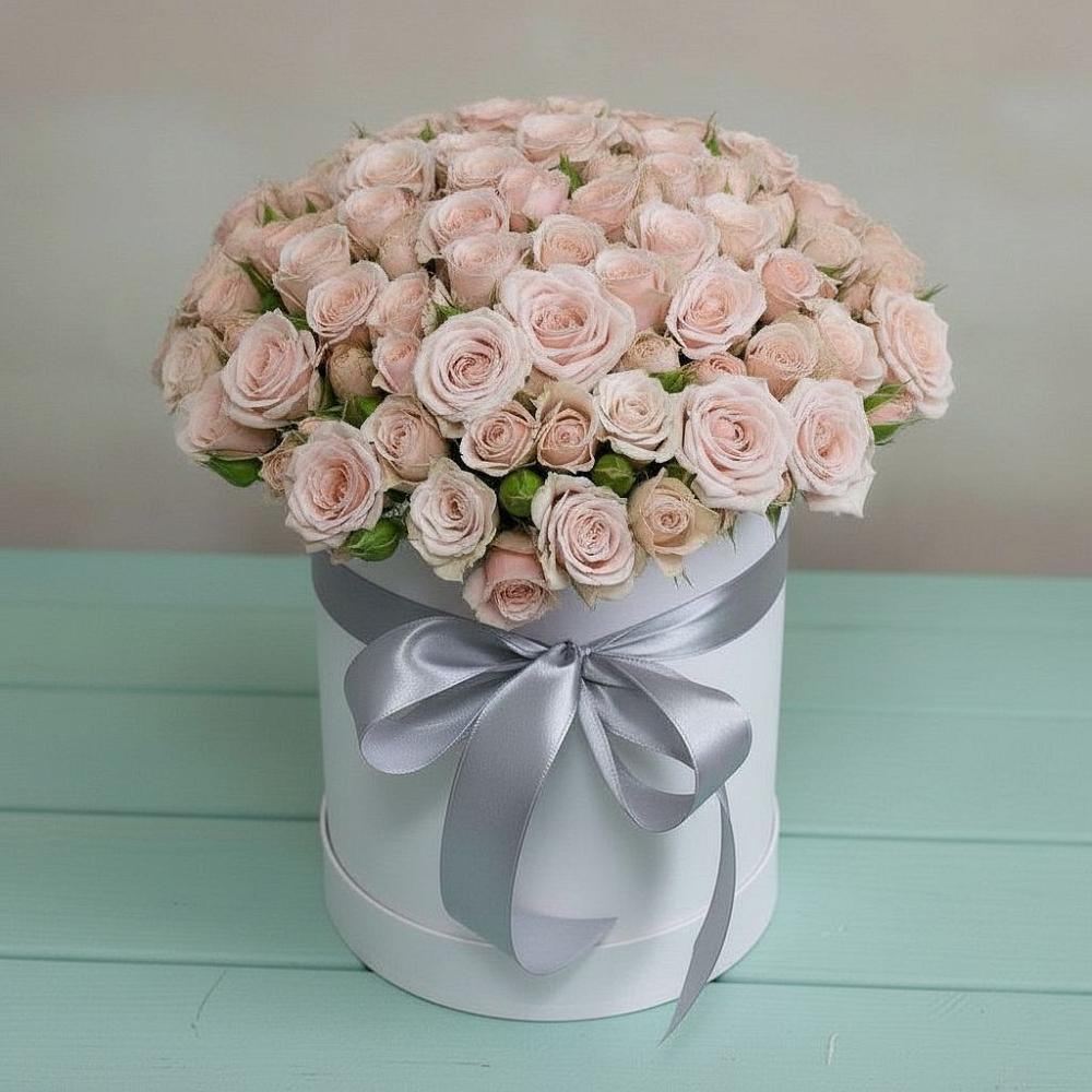 Цветочная композиция из Розы в шляпной коробке в Вадинске